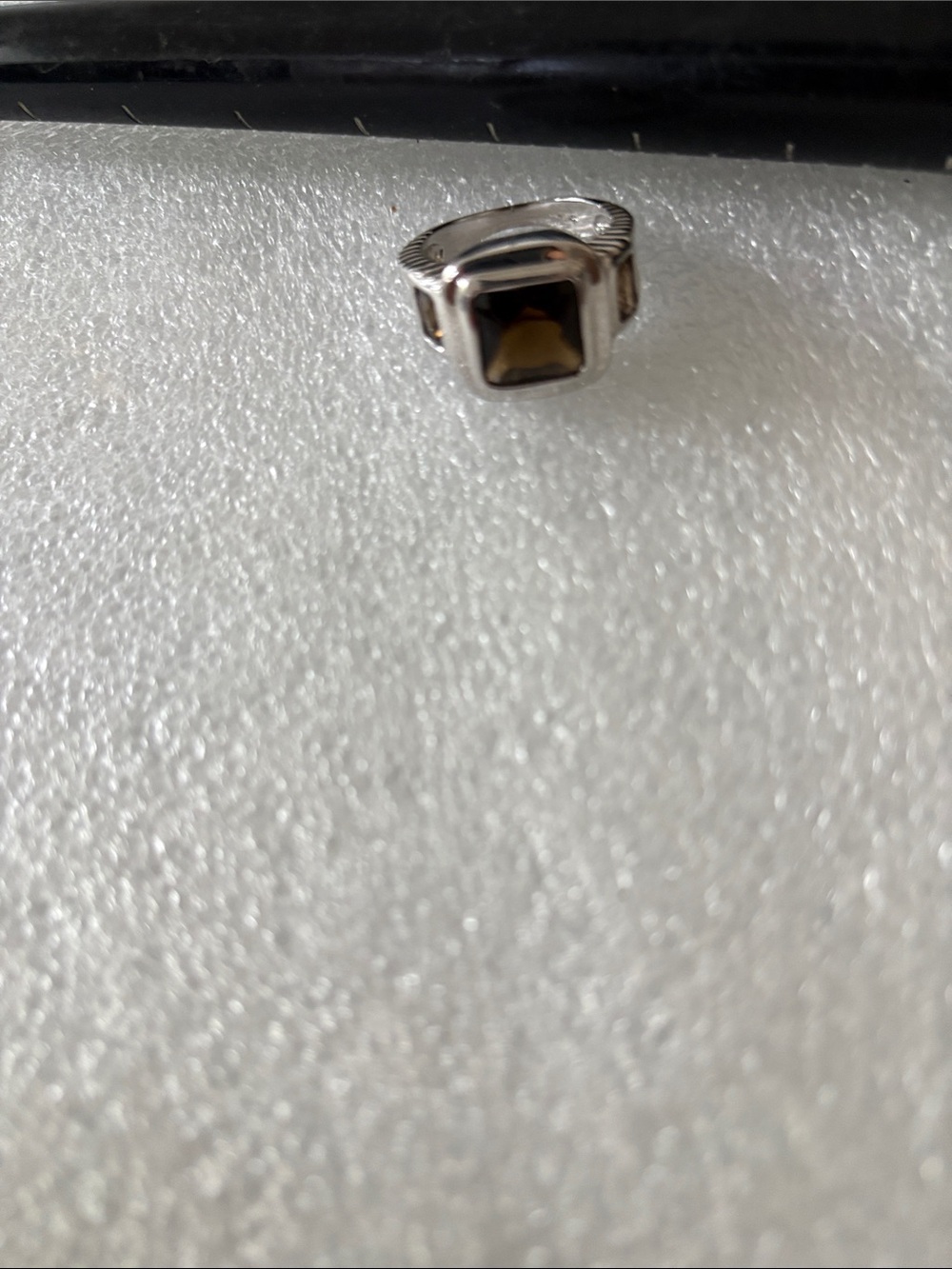 Square Smoky Topaz-Look 925 Silver Ring new size 8 unisex sale